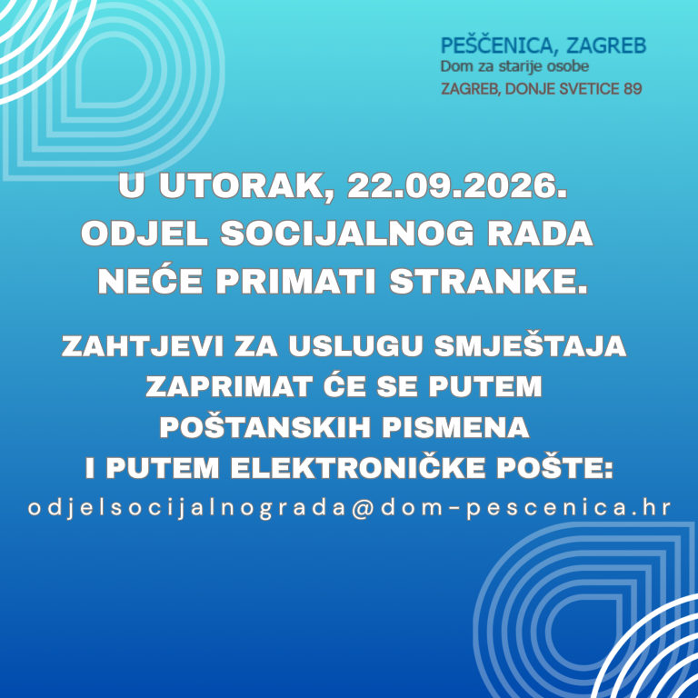 obavijest da se ne primaju stranke